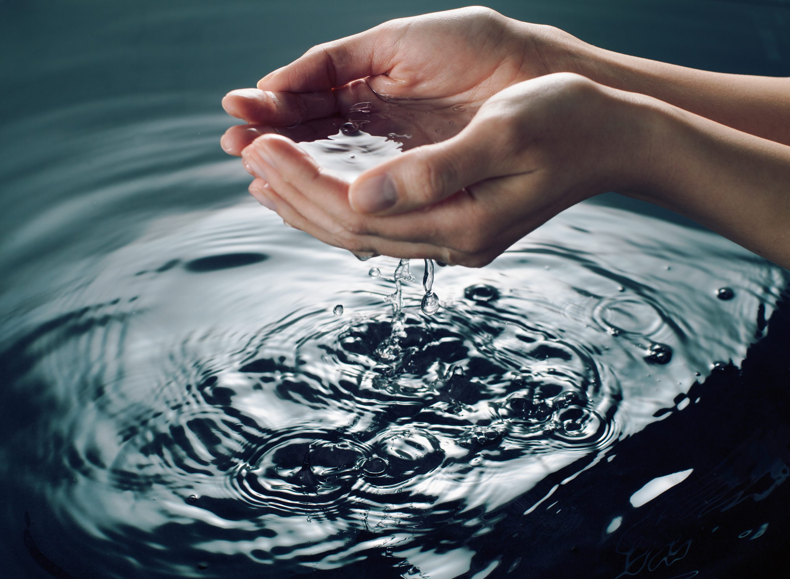 Holding water in cupped hands